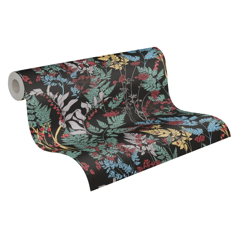 Architects Paper Floral Impression - Papier peint intissé fleuris, noir 