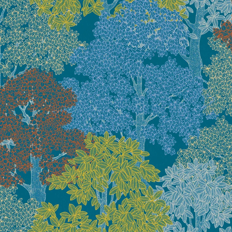 Architects Paper Floral Impression - Papier peint intissé de forêt, bleu 