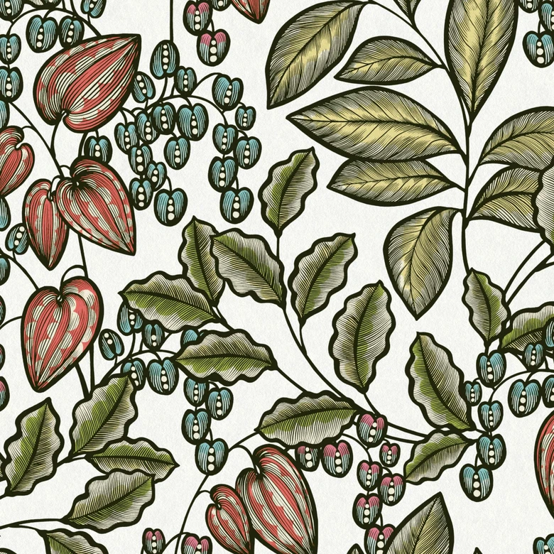 Architects Paper Vliestapete Floral Impression Blumentapete floral bunt, grün, weiß, lila, schwarz 
