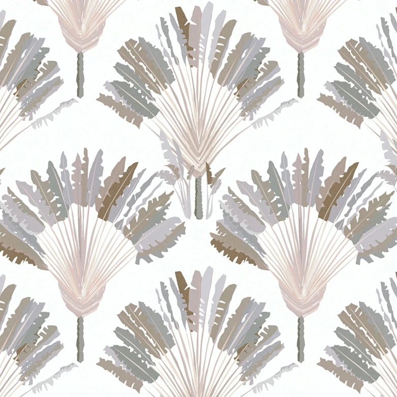 Architects Paper Vliestapete Jungle Chic Dschungeltapete Palmentapete grau, weiß, braun 
