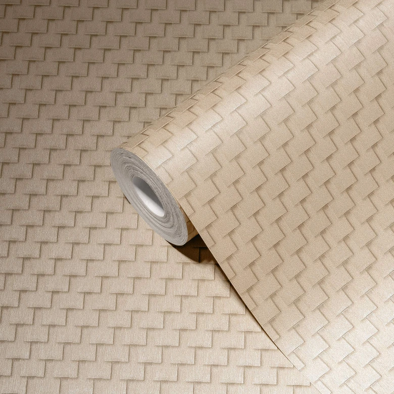 A.S. Creation geometrisk tapet i beige og bronze non-woven tapet ensfarvet tapet 