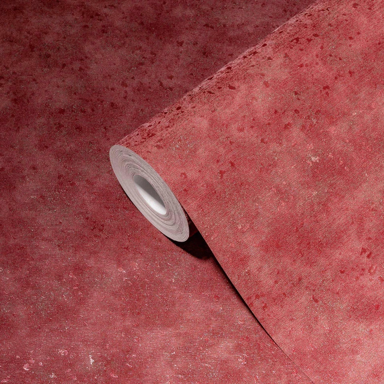 A.S. Creation non-woven tapet plain light textured unit wallpaper i rød 