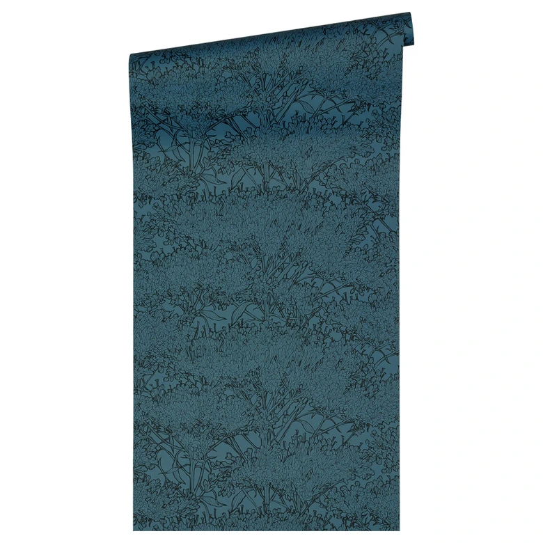 Architects Paper Vliestapete Absolutely Chic Blumentapete floral blau, schwarz 