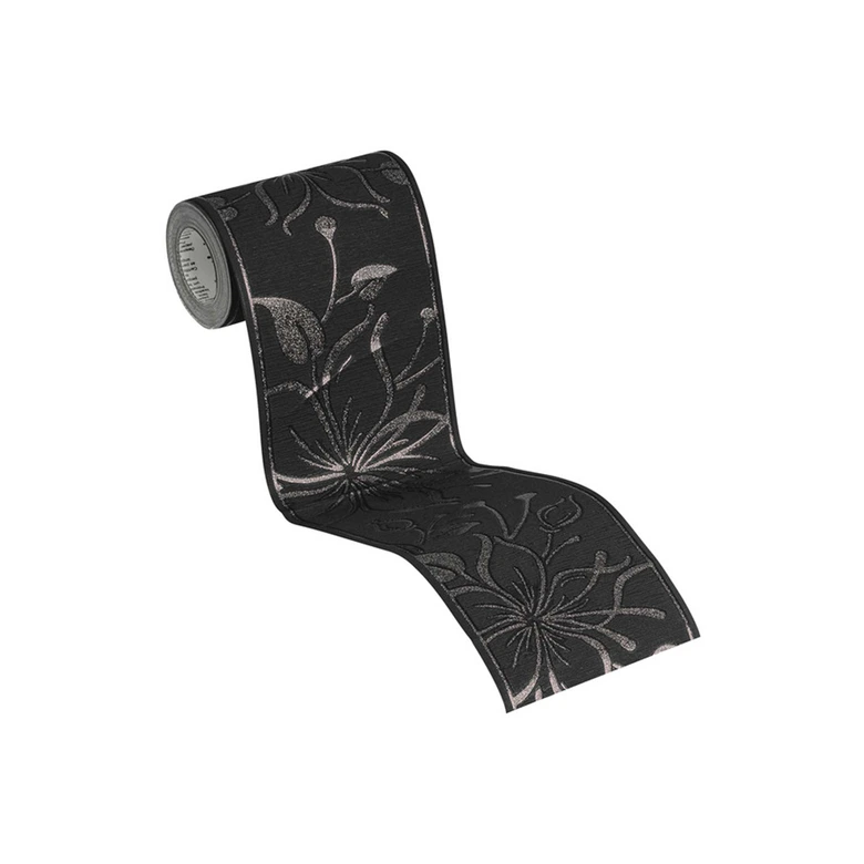 Bordure autocollante Floral en noir et cuivre Bordure fleurie 