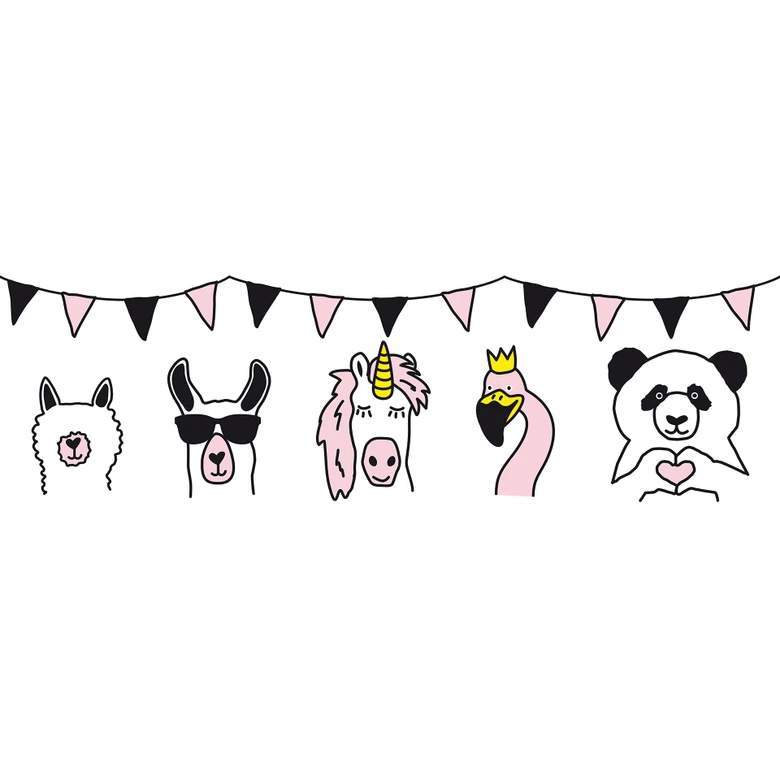 Lovely Kids selbstklebende Kinderzimmer Bordüre Wild Party mit niedlichen Tieren 