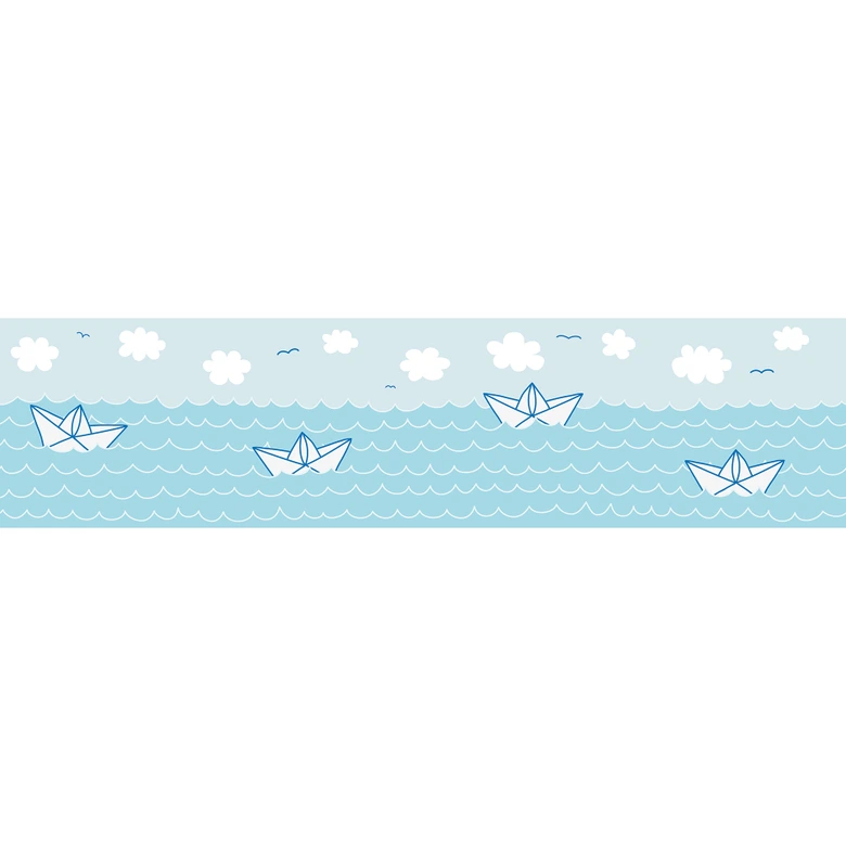Lovely Kids selbstklebende Kinderzimmer Bordüre Paper Boat Love mit Papierbooten 