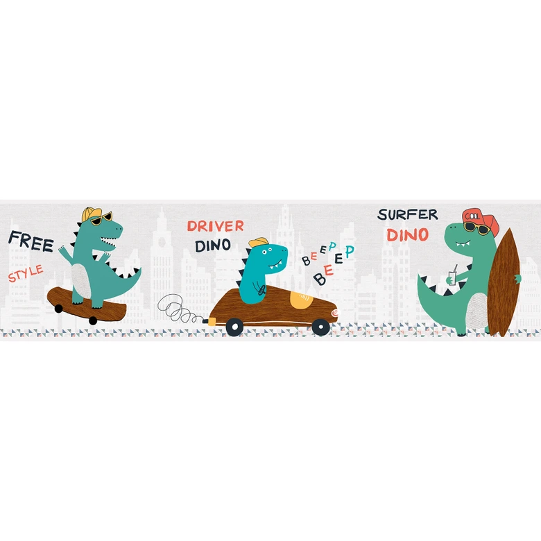 Lovely Kids selbstklebende Kinderzimmer Bordüre Cool Dino mit Dinosauriern 