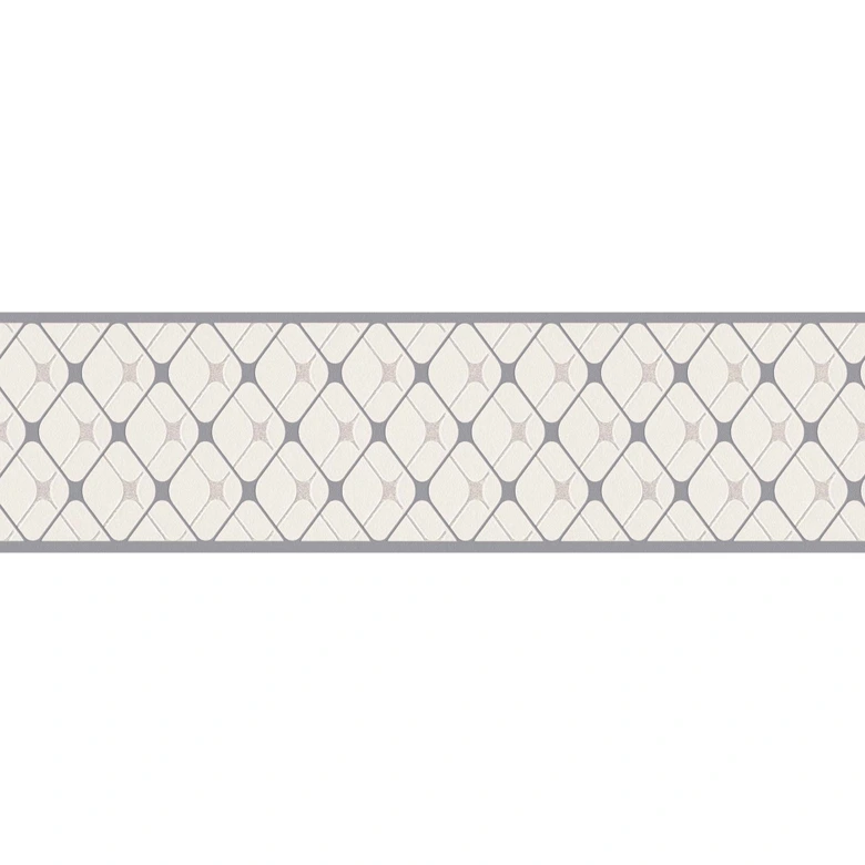 A.S. Création selbstklebende Bordüre Only Borders grafisch grau, metallic, weiß 