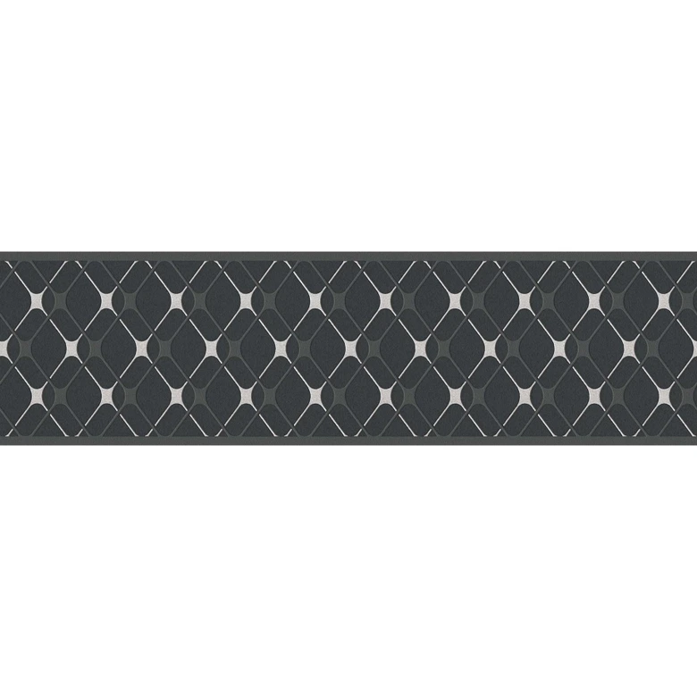 A.S. Création selbstklebende Bordüre Only Borders grafisch grau, metallic, schwarz 