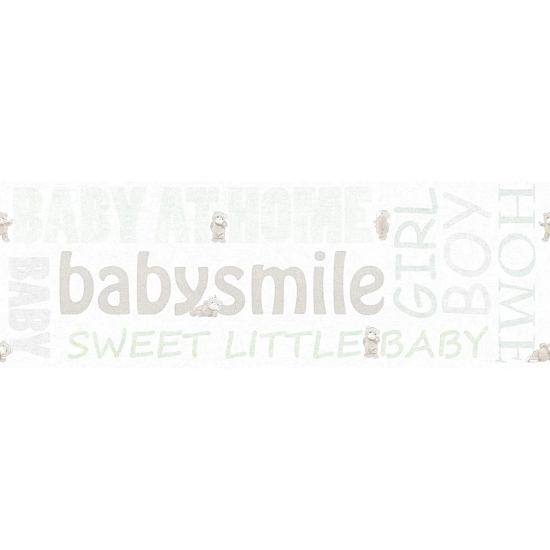 A.S. Création Bordüre Little Stars Borte mit Schrift Kinderzimmer für Babys grün, metallic, weiß 