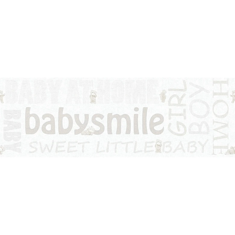 A.S. Création Bordüre Little Stars Borte mit Schrift Kinderzimmer für Babys creme, metallic, weiß 