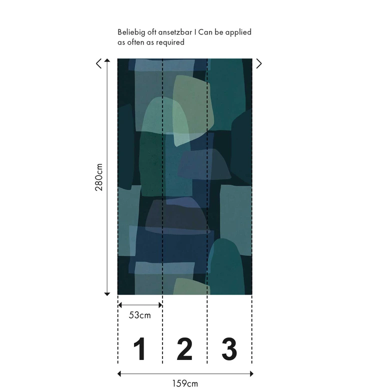 Abstrakt fototapet blågrön - Icke-vävd tapet med organiska former - modern designtapet 