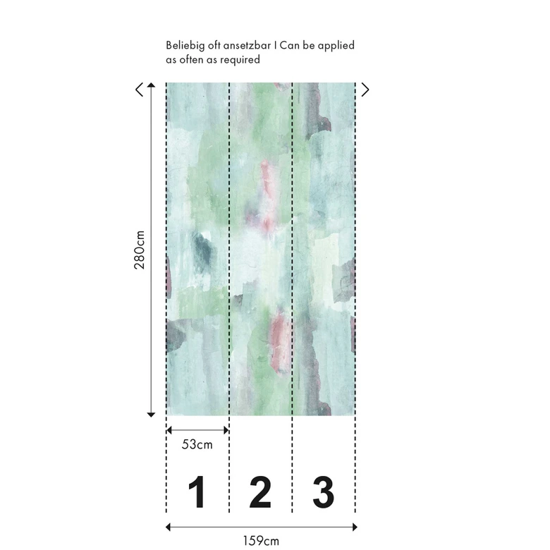 Fototapeta akwarela w kolorze zielonym różowym - artystyczny wzór tapety - tapeta z włókniny nowoczesna 