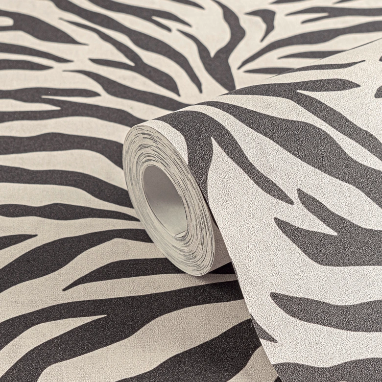 Zebra behang zwart wit - dierenprint patroon behang - Vliesbehang modern 