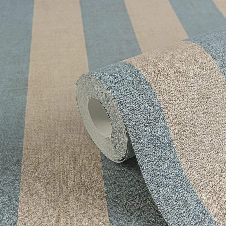 Streifentapete Hellblau Beige – Klassisches Streifenmuster matt – Vliestapete modern 