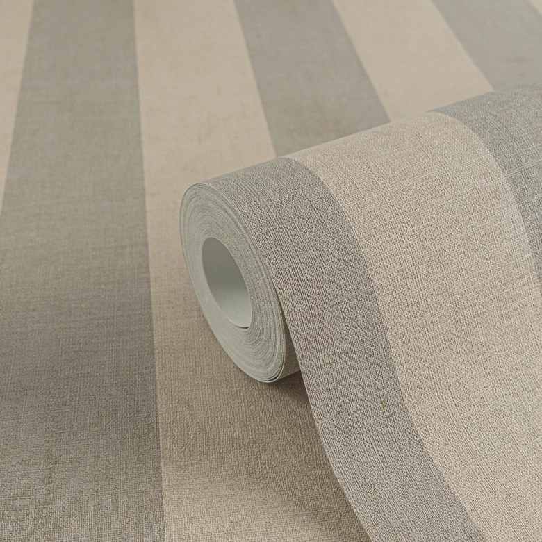 Stripe behang beige grijs - klassiek Vliesbehang met strepen - mat & tijdloos 
