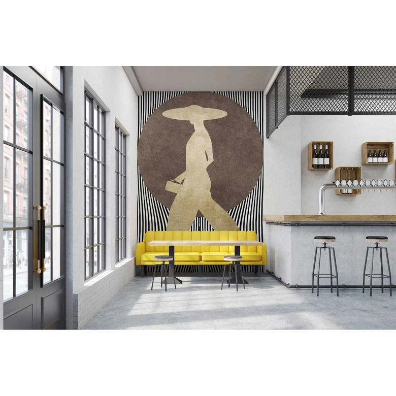 Livingwalls Fototapete ARTist La Madame Noir abstrakte Kunst braun, gold, schwarz, weiß 