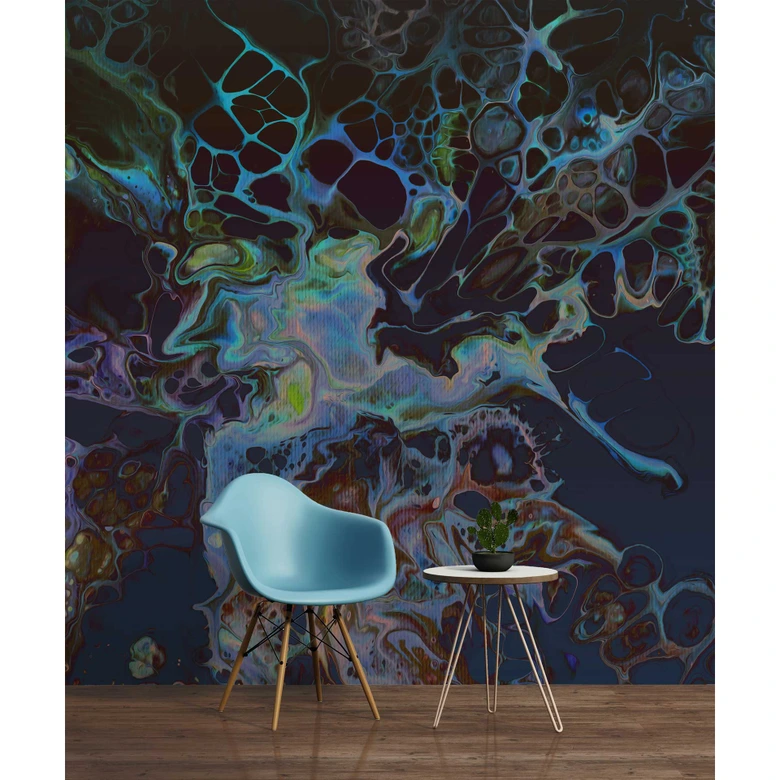 Livingwalls Fototapete ARTist Acryl abstrakte Kunst blau, grün, schwarz 