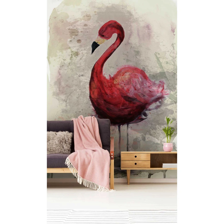 Livingwalls Fototapete ARTist Flamingo beige, grau, rosa 