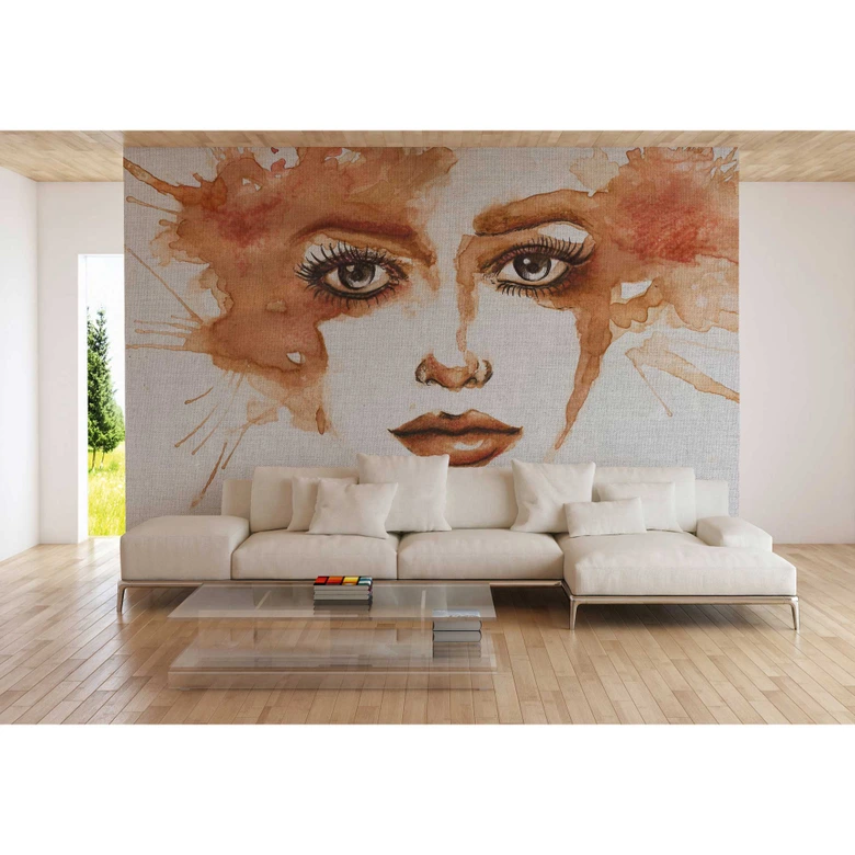 Livingwalls papier peint photo ARTist Watercolour Face gris, orange 