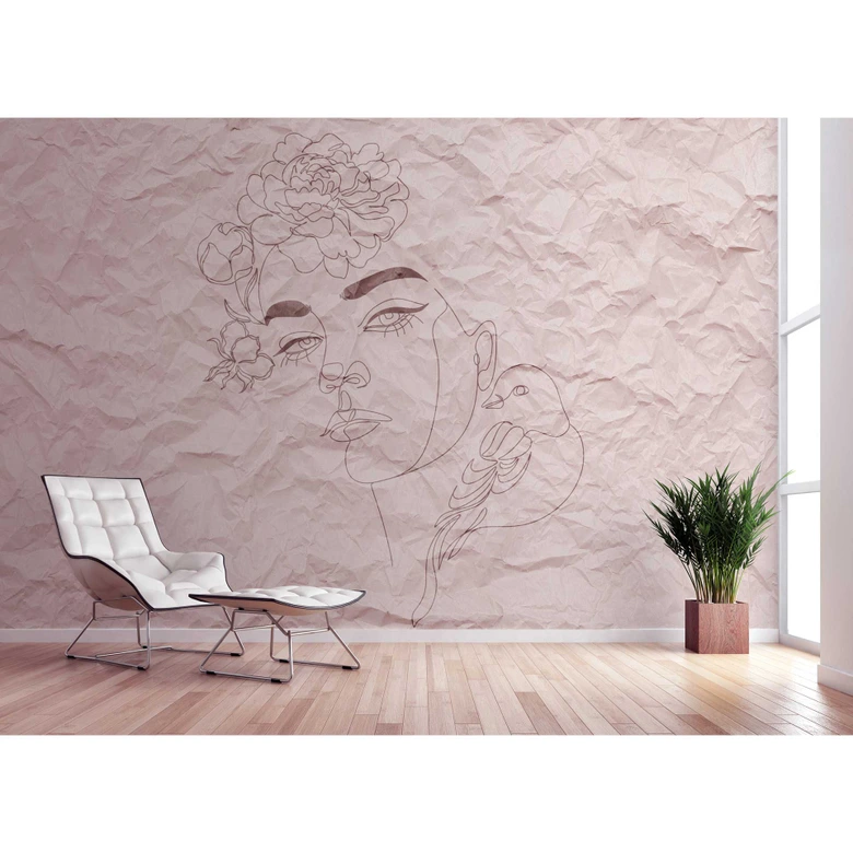 Livingwalls Fototapete ARTist Paper Face in Papier Optik rosa 