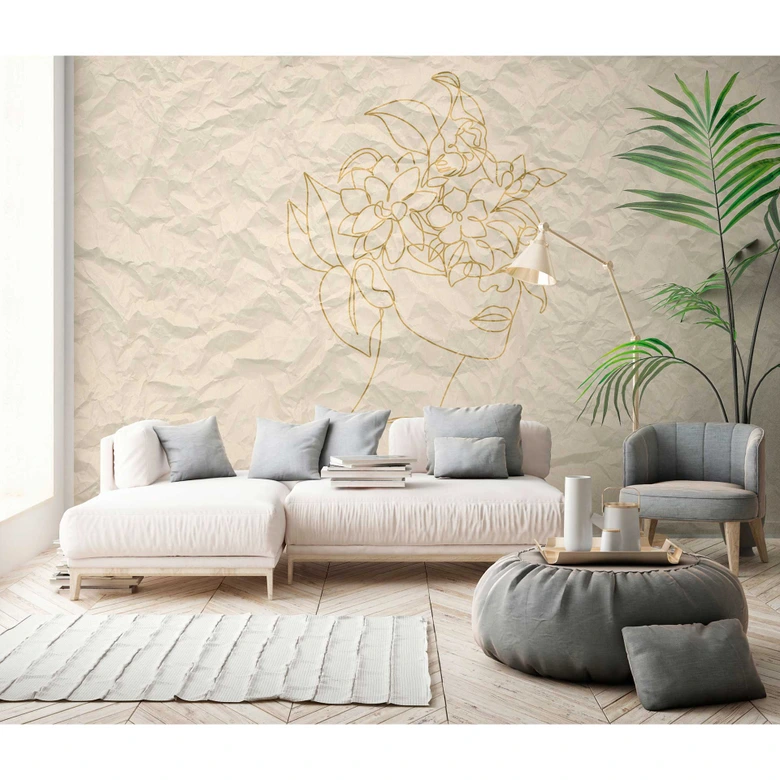 Livingwalls Fototapete ARTist Paper Face in Papier Optik beige 