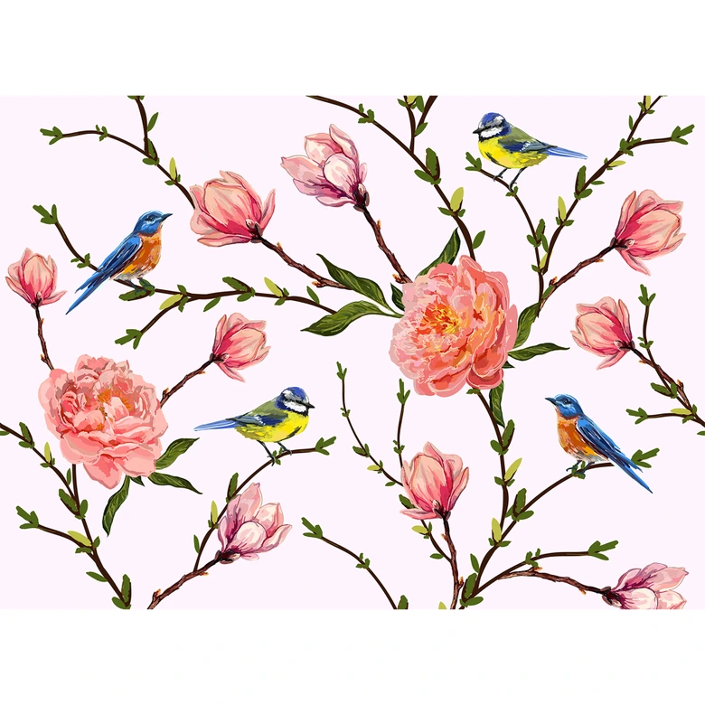 Livingwalls Fototapete Designwalls Little Birds Blumen 