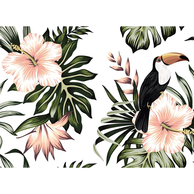 Livingwalls Fototapete Designwalls Toucan Blumen 
