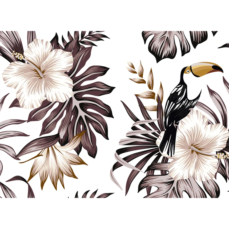 Livingwalls Fototapete Designwalls Toucan Blumen 