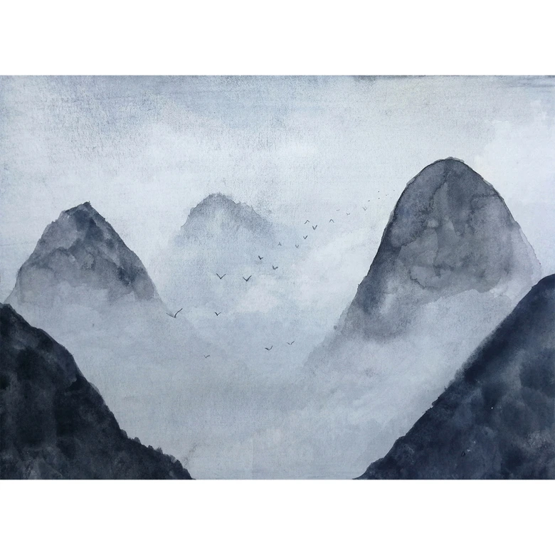 Livingwalls Fototapete Designwalls Misty Rocks Berge 