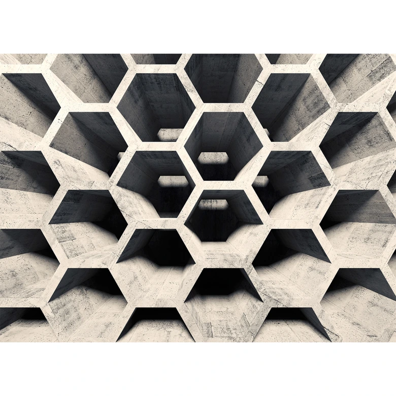 foto tapet Designwalls i grå og sort non-woven tapet HoneycombStructure beton look 