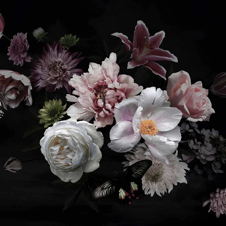 Fotomural Flowerbouquet en blanco y negro - Papel pintado tejido-no tejido Designwalls 2 - 2,55 x 3,5 m 