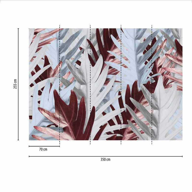 Fototapete Palmen RedPalm in grün rot - Vliestapete Designwalls 2 - 2,55 x 3,5 m 