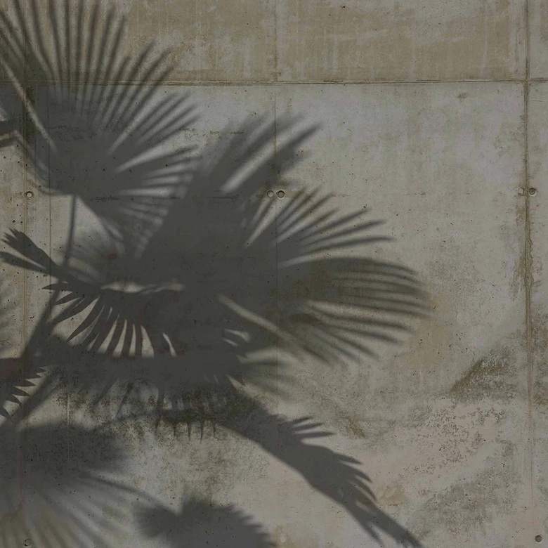 Fototapete Holztapeten ShadeOfPalm2 in grau grün - Vliestapete Designwalls 2 - 2,55 x 3,5 m 