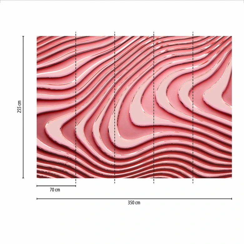 GeometricWave2 design wallpaper in red white - non-woven wallpaper Designwalls 2 - 2.55 x 3.5 m 