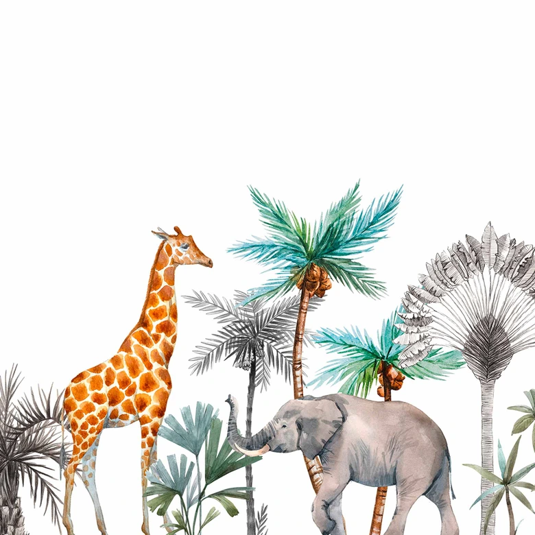 Fototapete Kinderzimmer African in weiß grau - Vliestapete Designwalls 2 - 2,55 x 3,5 m 