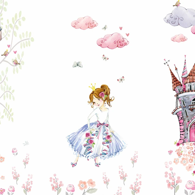 Fototapete Kinderzimmer PrincessCastle weiß rosa - Vliestapete Designwalls 2 - 2,55 x 3,5 m 
