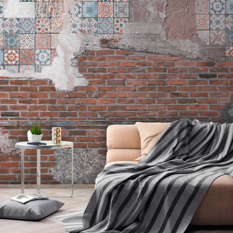 Fototapete Stein Stones&Tiles in kupfer blau - Vliestapete Designwalls 2 - 2,55 x 3,5 m 