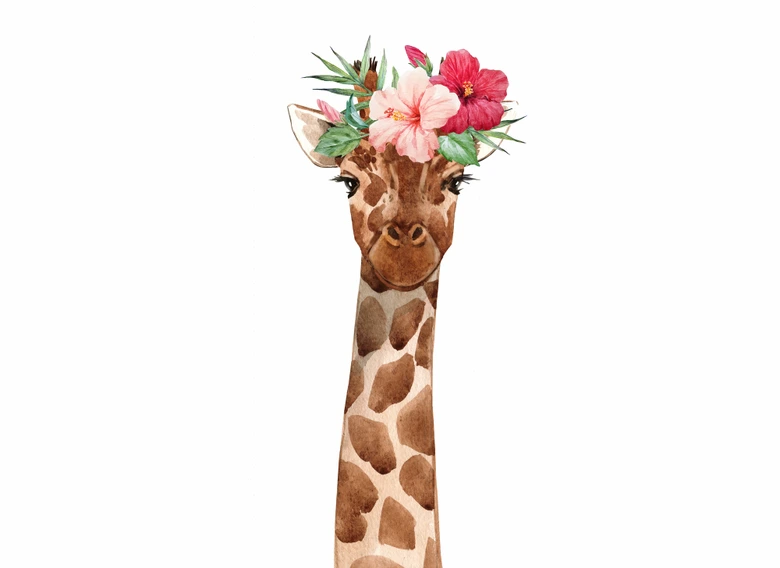 Fototapete Babyzimmer GiraffePortrai weiß braun - Vliestapete Designwalls 2 - 2,55 x 3,5 m 