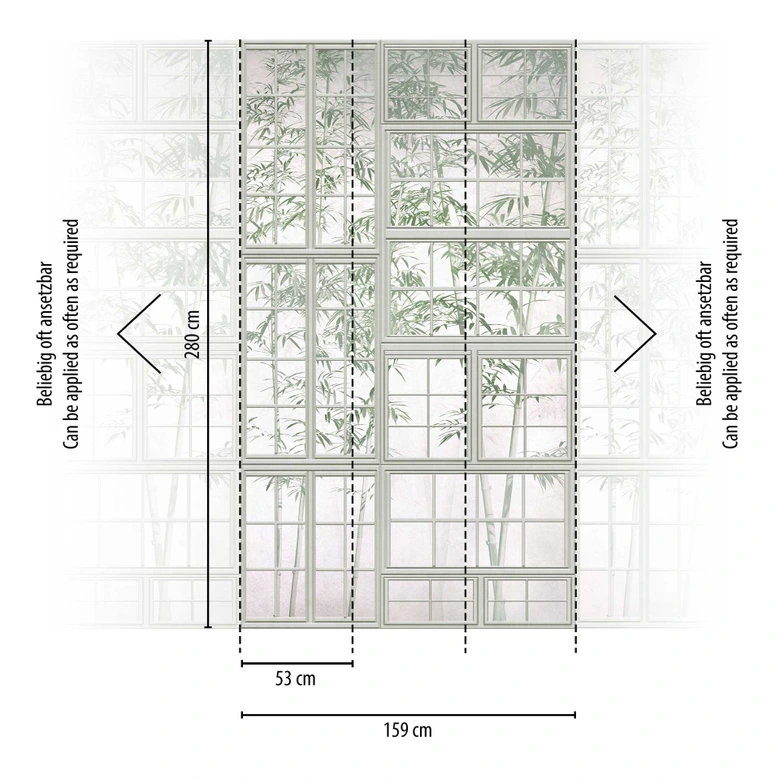 3D window photo wallpaper with bamboo motif - non-woven wallpaper natural look - living room wallpaper 