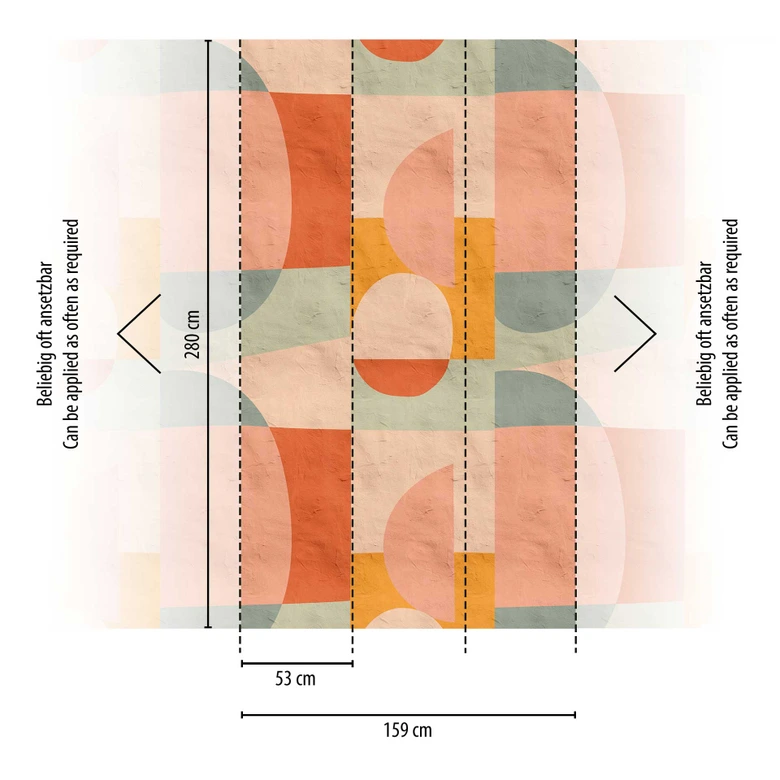 Abstrakt fototapet med geometriskt prov - non-woven tapet retrofärger - modern tapet 