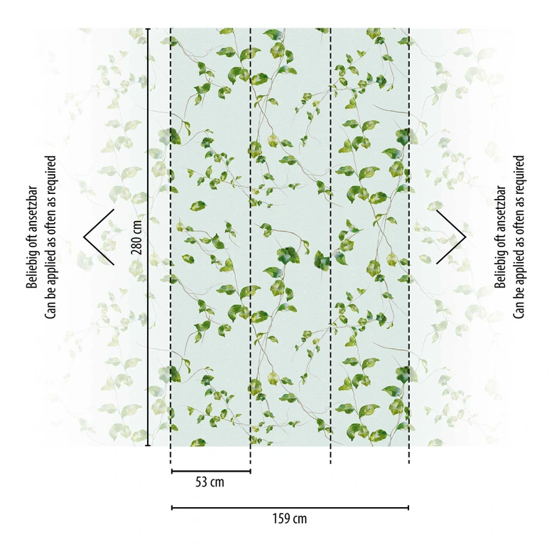 Light green ivy plant wallpaper with a leaf motif 