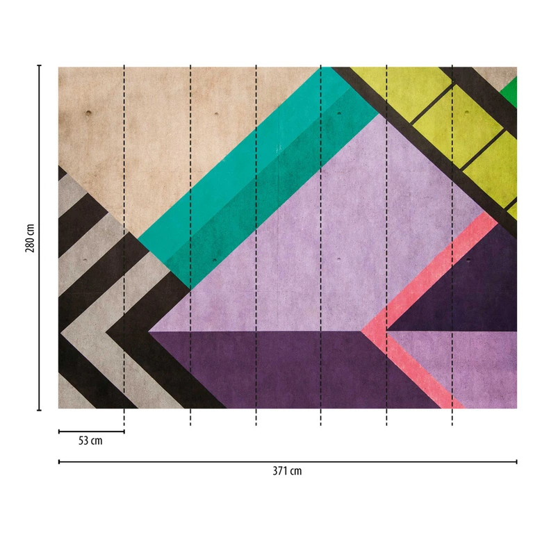 Fototapete Geometrische Muster Bunt - Vliestapete für modernes Wohnzimmer & Büro 