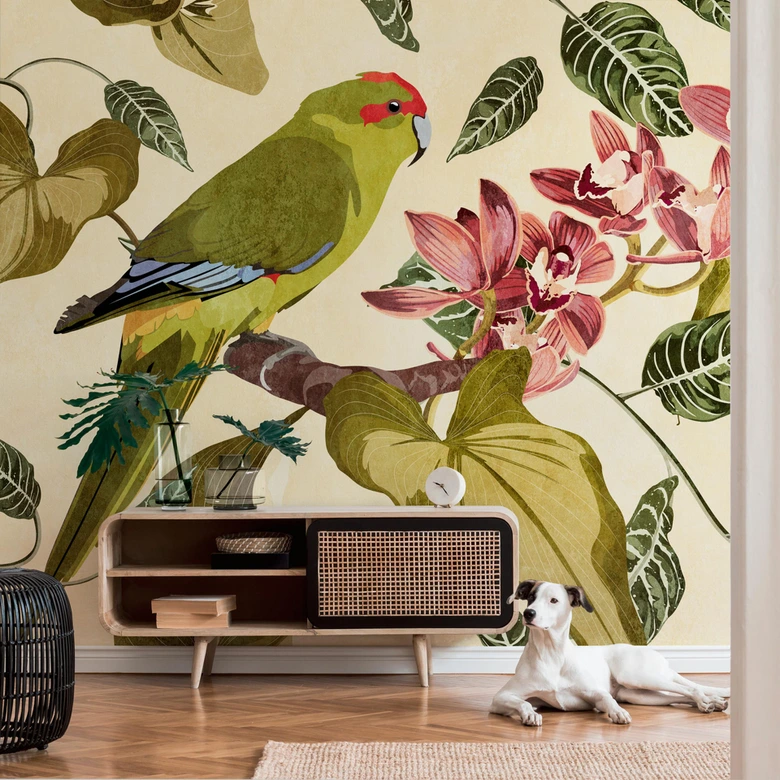 Livingwalls Blumentapete Metropolitan Stories THE WALL Vliestapete floral grün, beige 
