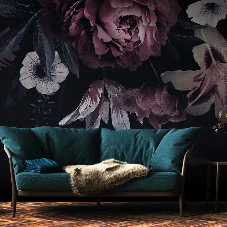 Livingwalls Blumentapete Metropolitan Stories THE WALL Vliestapete floral schwarz, rot, weiß 