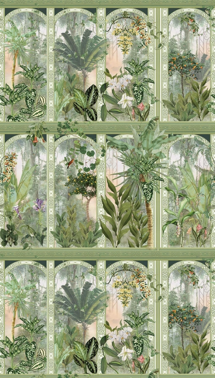 Fototapete Dschungel grün braun - Vliestapete Botanisch Livingwalls - matt und glatt 