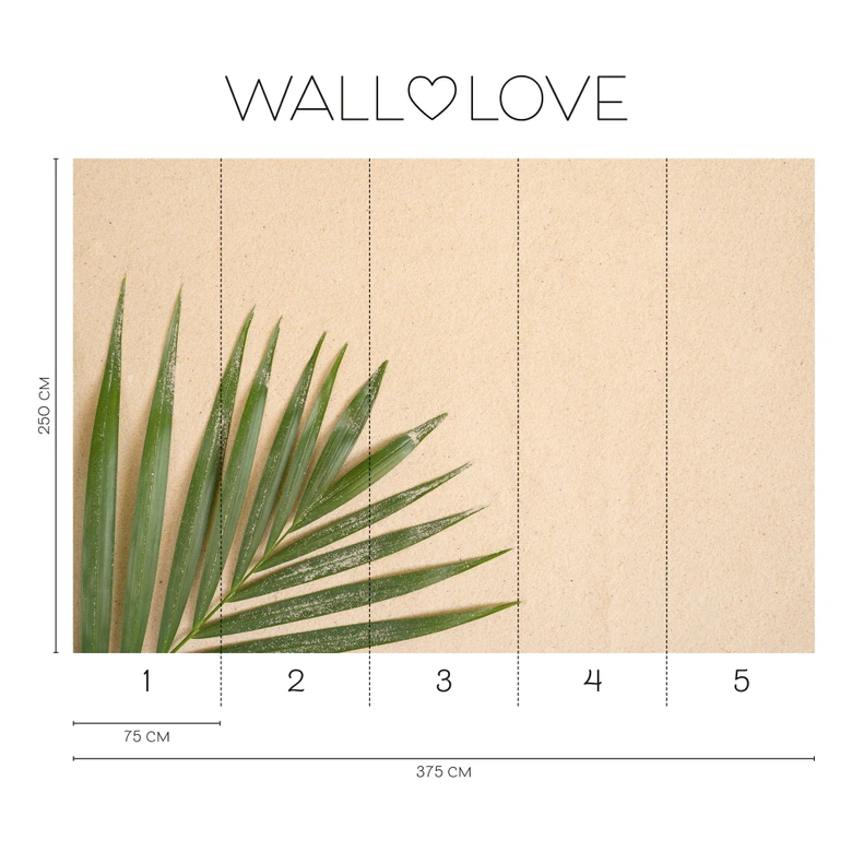 Palmblatt-Fototapete Beige Grün – 3,75 x 2,50 m – Naturmotiv Vliestapete modern 