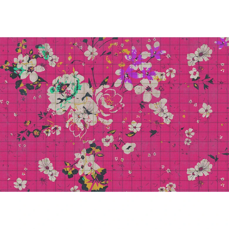Livingwalls Photo Wallpaper Walls by Patel 2 flower plaid 2 