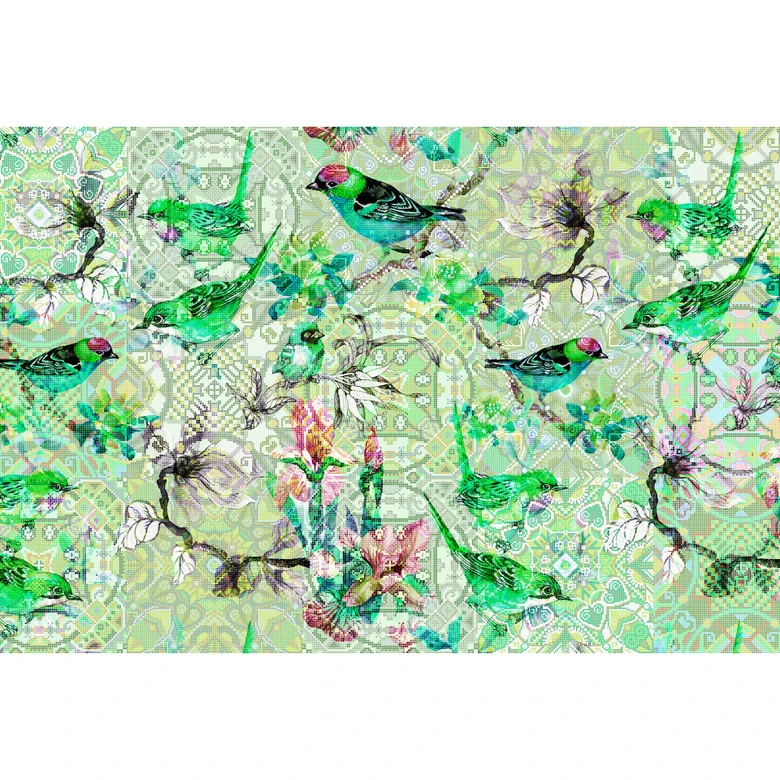Livingwalls Fototapete Walls by Patel mosaic birds 1 