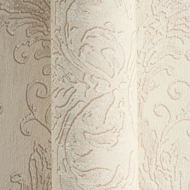 Papier peint baroque beige crème - Papier peint intissé classique avec motif ornemental 